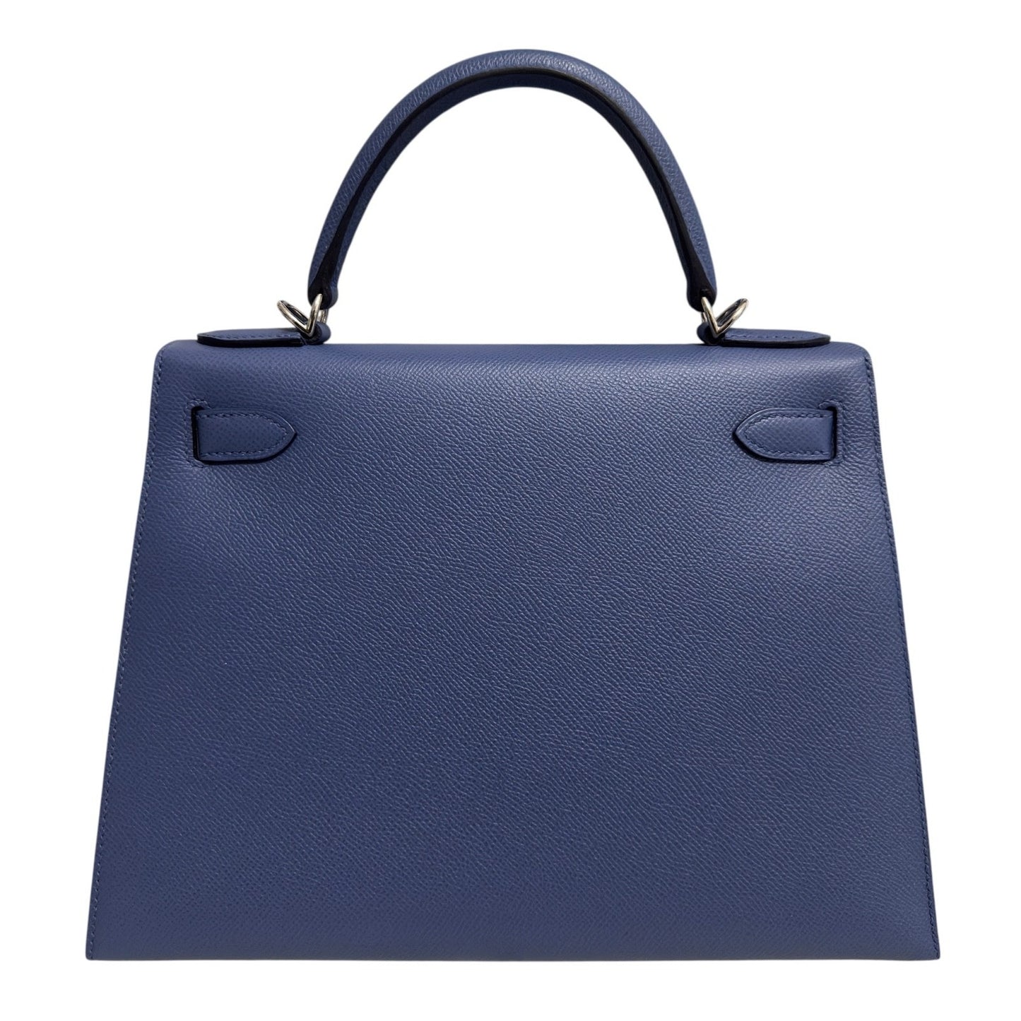Hermes Kelly 28 Sellier Blue Brighton Epsom Leather Palladium Hardware Rare