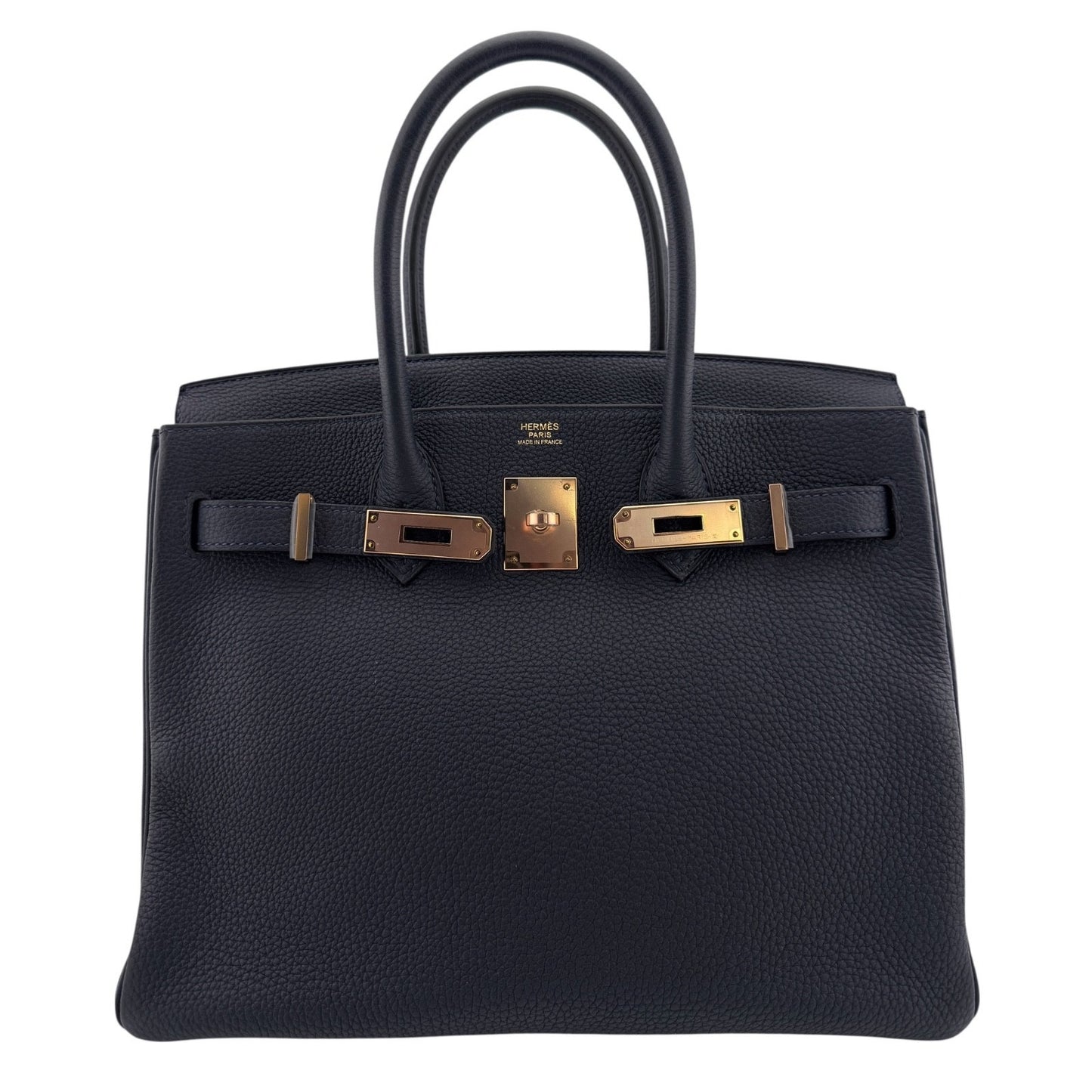 Hermes Birkin 30 Bleu Nuit Dark Blue Togo Leather Rose Gold Hardware