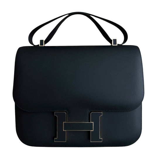 Hermes Constance 29 Cartable Black Sombrero Leather Shoulder Handbag Rare