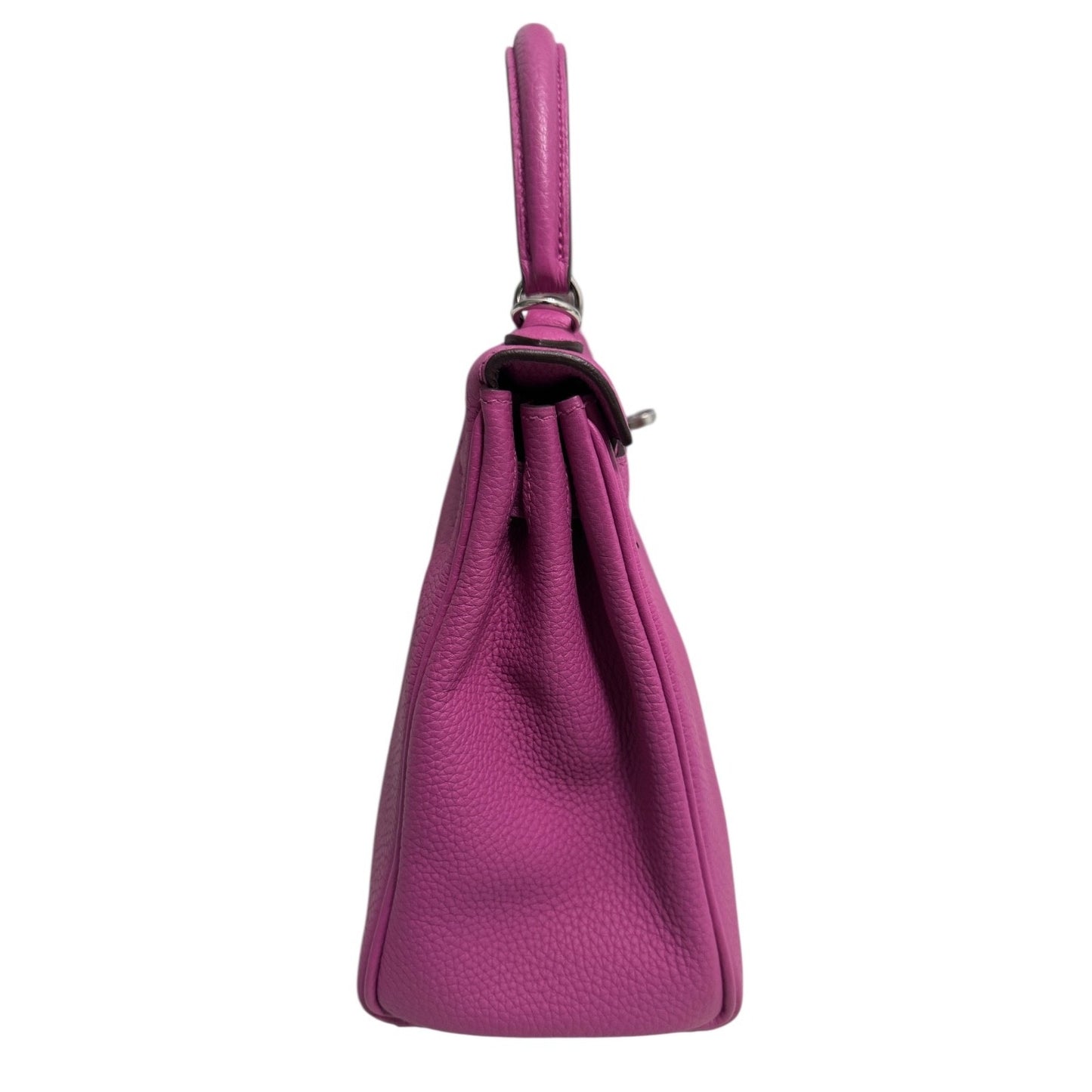 Hermes Kelly 25 Magnolia Pink Purple Togo Leather Palladium Hardware