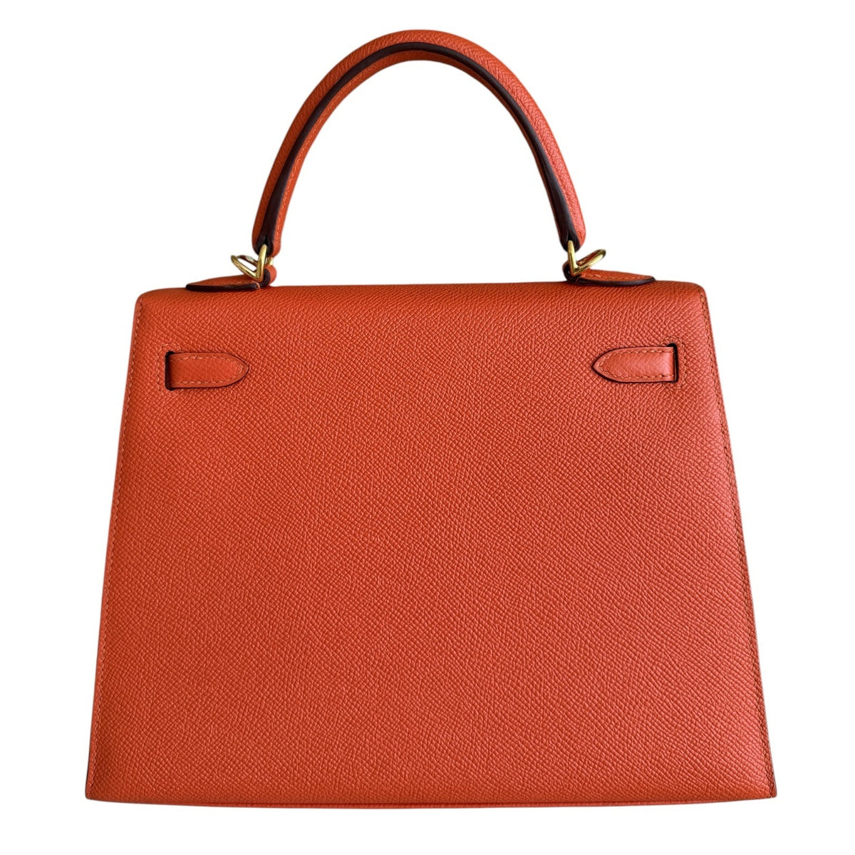 Hermes Kelly 25 Sellier Feu Orange Epsom Gold Hardware RARE