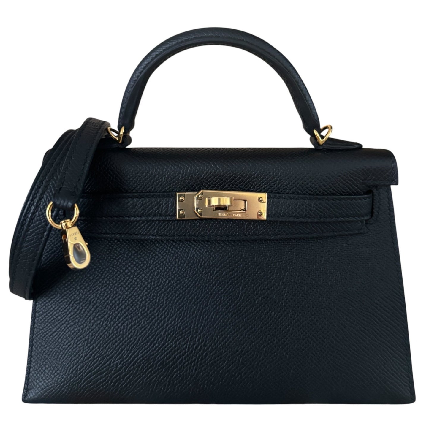 Hermes Kelly Mini 20 Black Noir Epsom Leather Gold Hardware