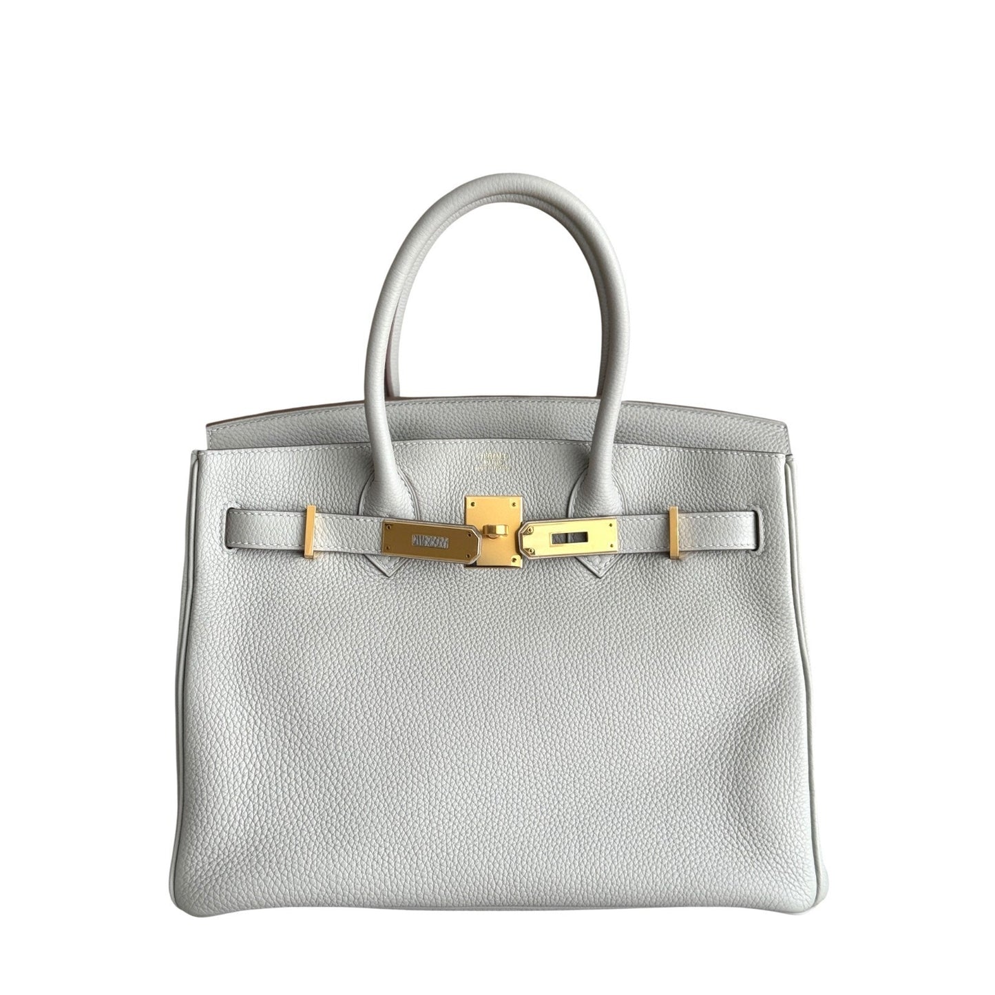 Hermes Birkin 30 Gris Perle Pearl Gray Togo Leather Gold Hardware Handbag Rare