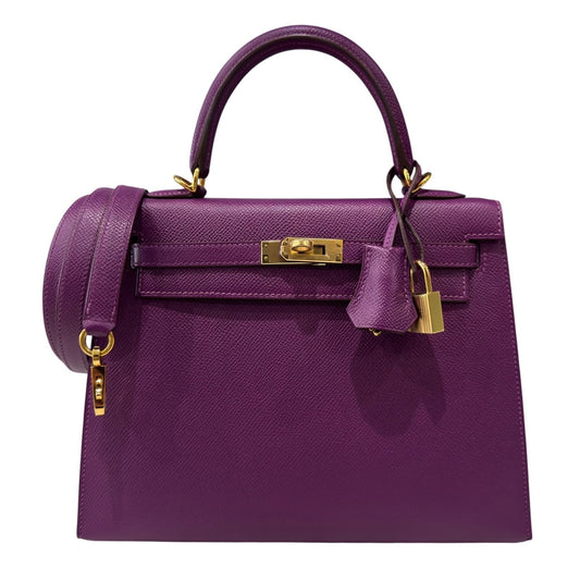Hermes Kelly 25 Sellier Anemone Purple Epsom Leather Gold Hardware RARE
