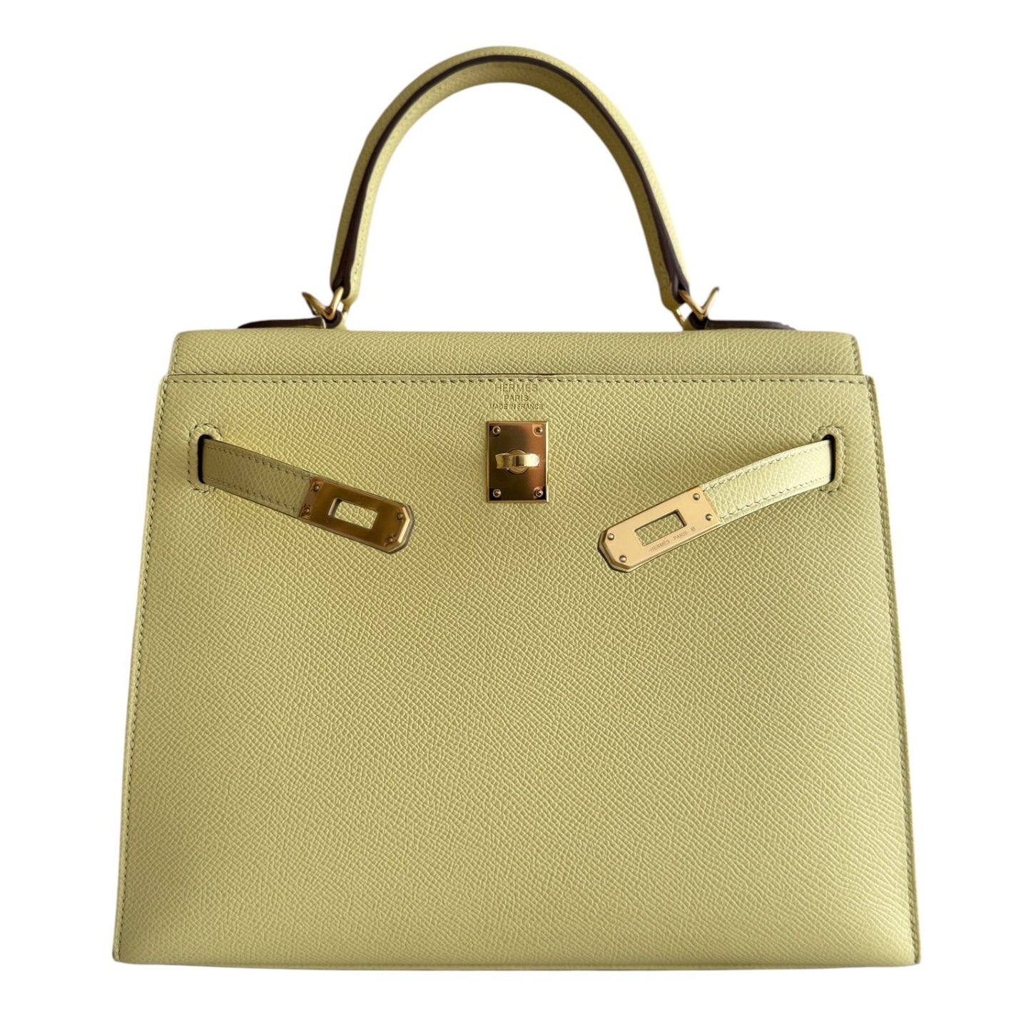 Hermes Kelly 25 Sellier Jaune Poussin Yellow Epsom Leather Gold Hardware