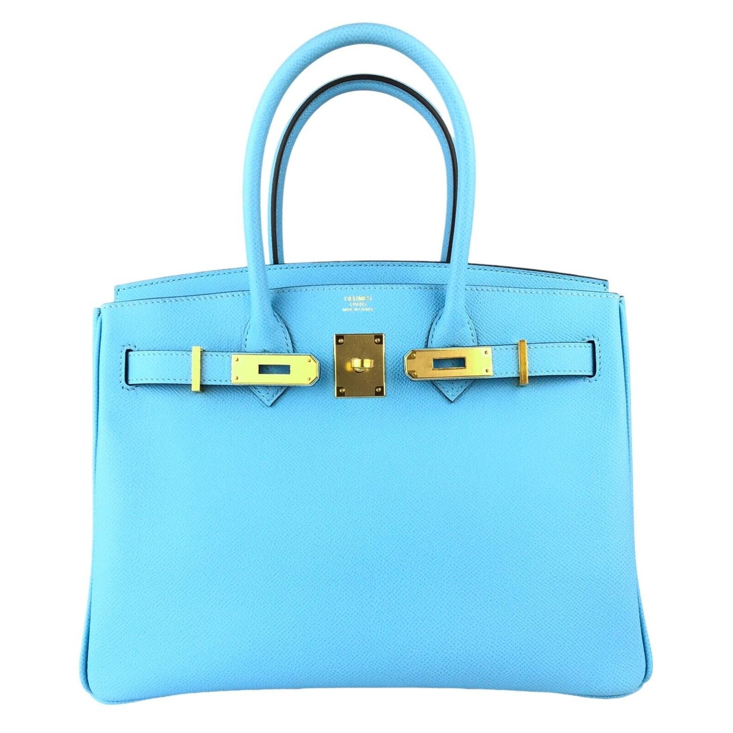 Hermes Birkin 30 Blue Celeste Epsom Leather Handbag Gold Hardware 2022
