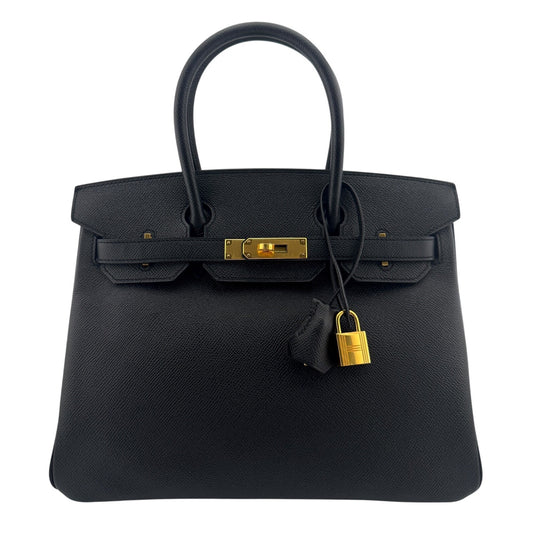 Hermes Birkin 30 Black Noir Epsom Leather Gold Hardware RARE