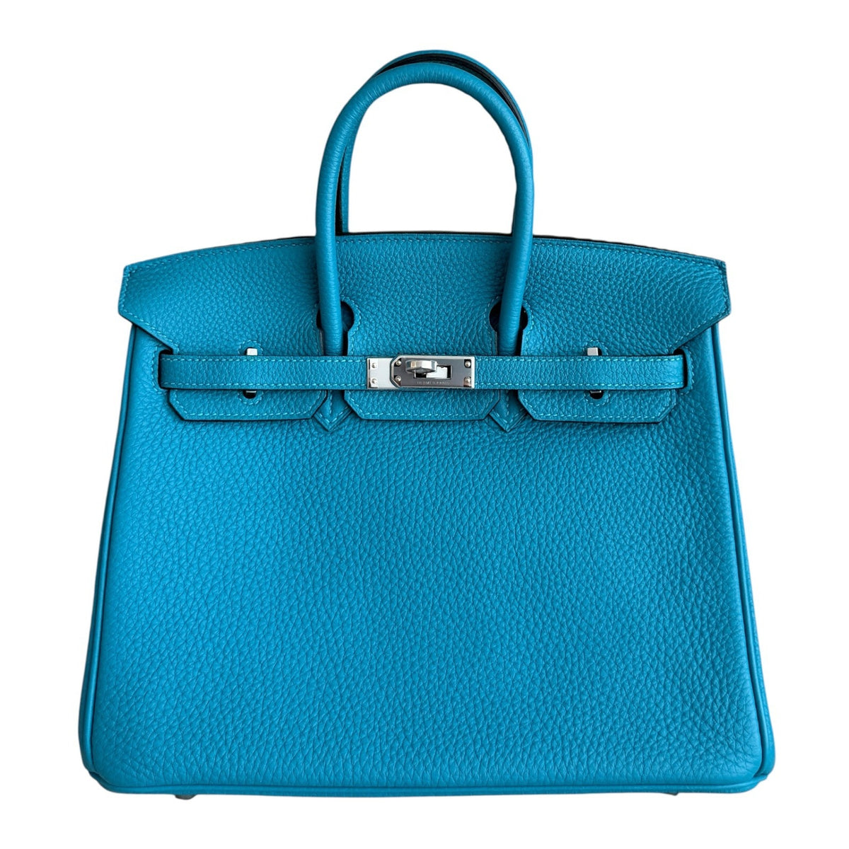 Hermes Birkin 25 Turquoise Blue Green Togo Leather Palladium Hardware RARE