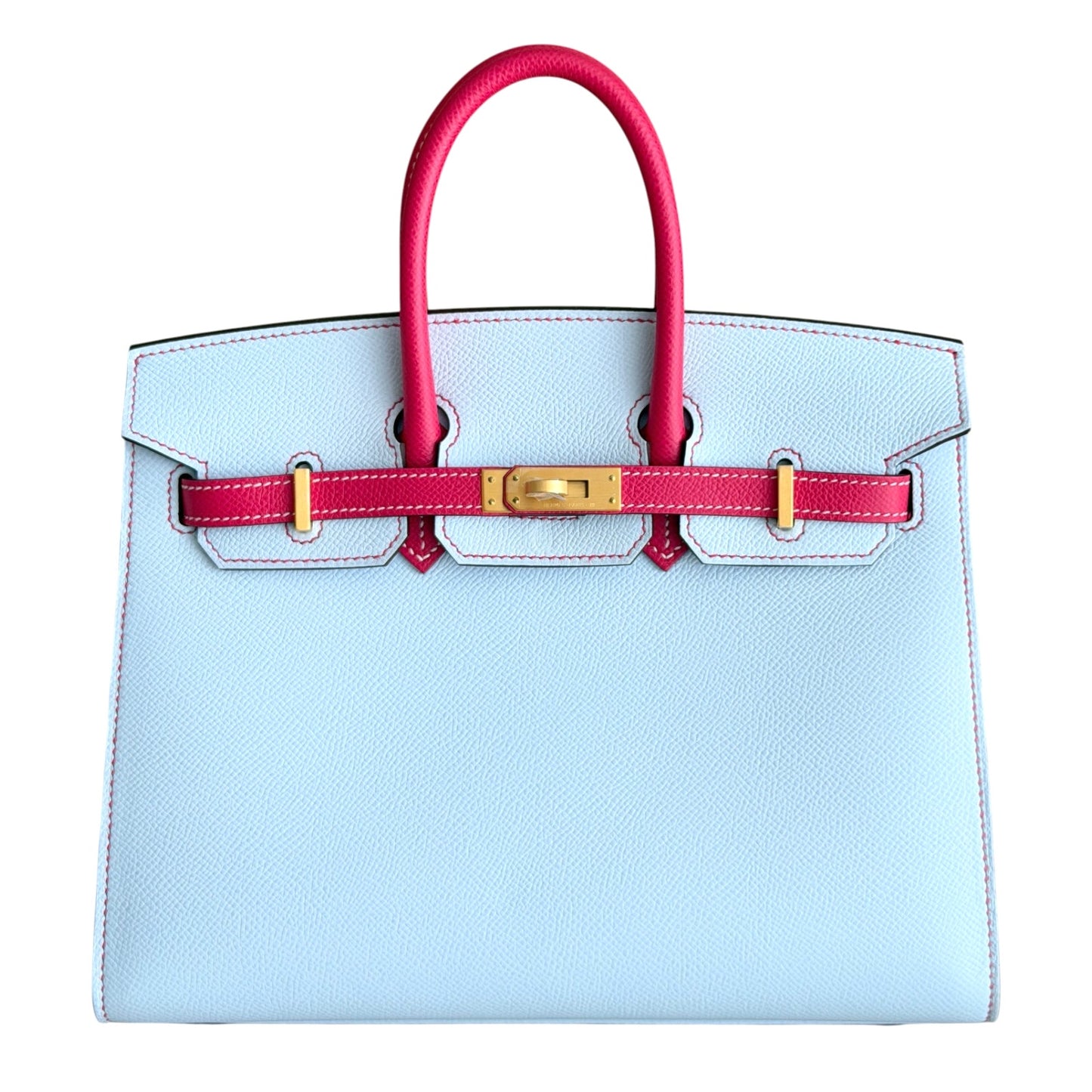 Hermes Birkin 25 Sellier Special Order Blue Brume Rose Extreme Brushed Gold Hwr
