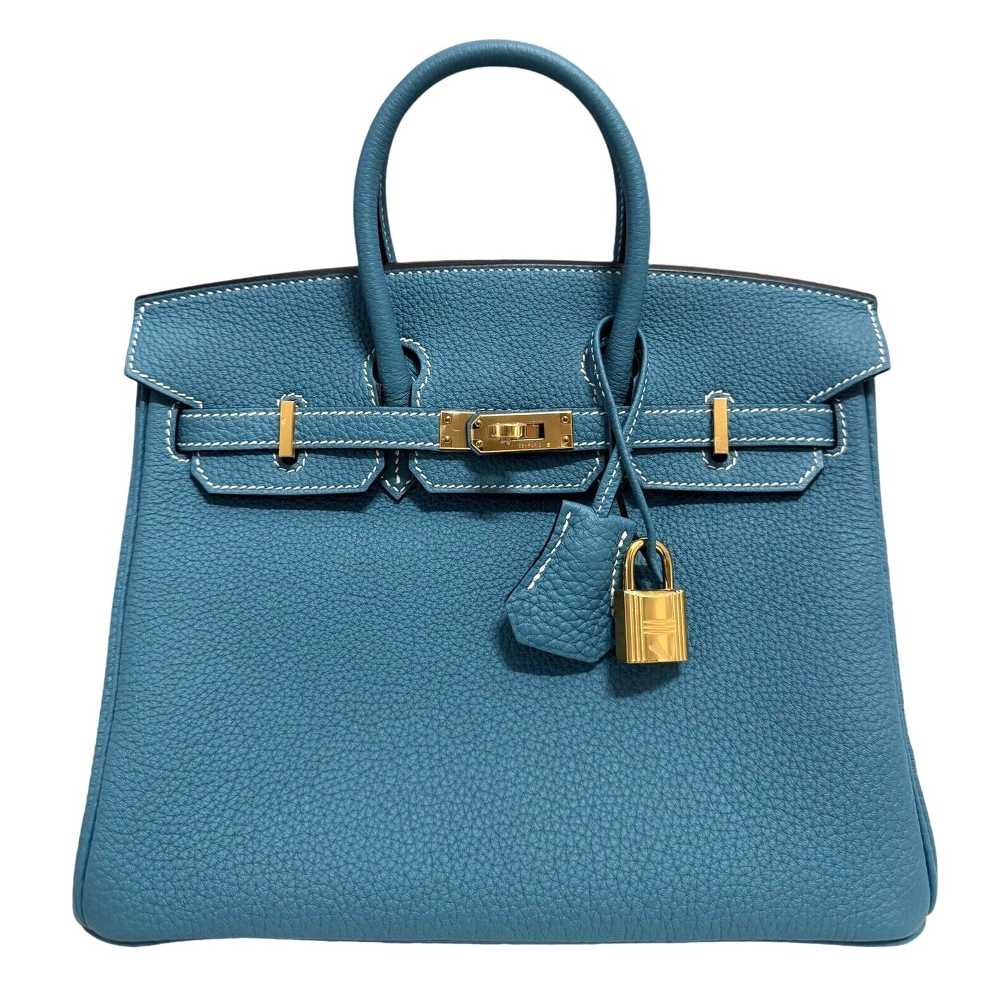 Hermes Birkin 25 Blue Jean Togo Leather Gold Hardware Handbag 2024