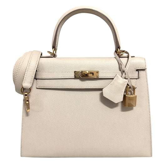 Hermes Kelly 25 Sellier Craie Cream Epsom Leather Gold Hardware