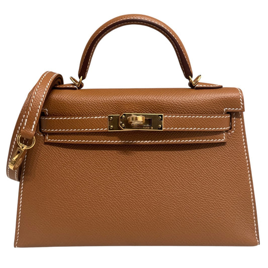 Hermes Kelly Mini 20 Gold Tan Epsom Leather Gold Hardware