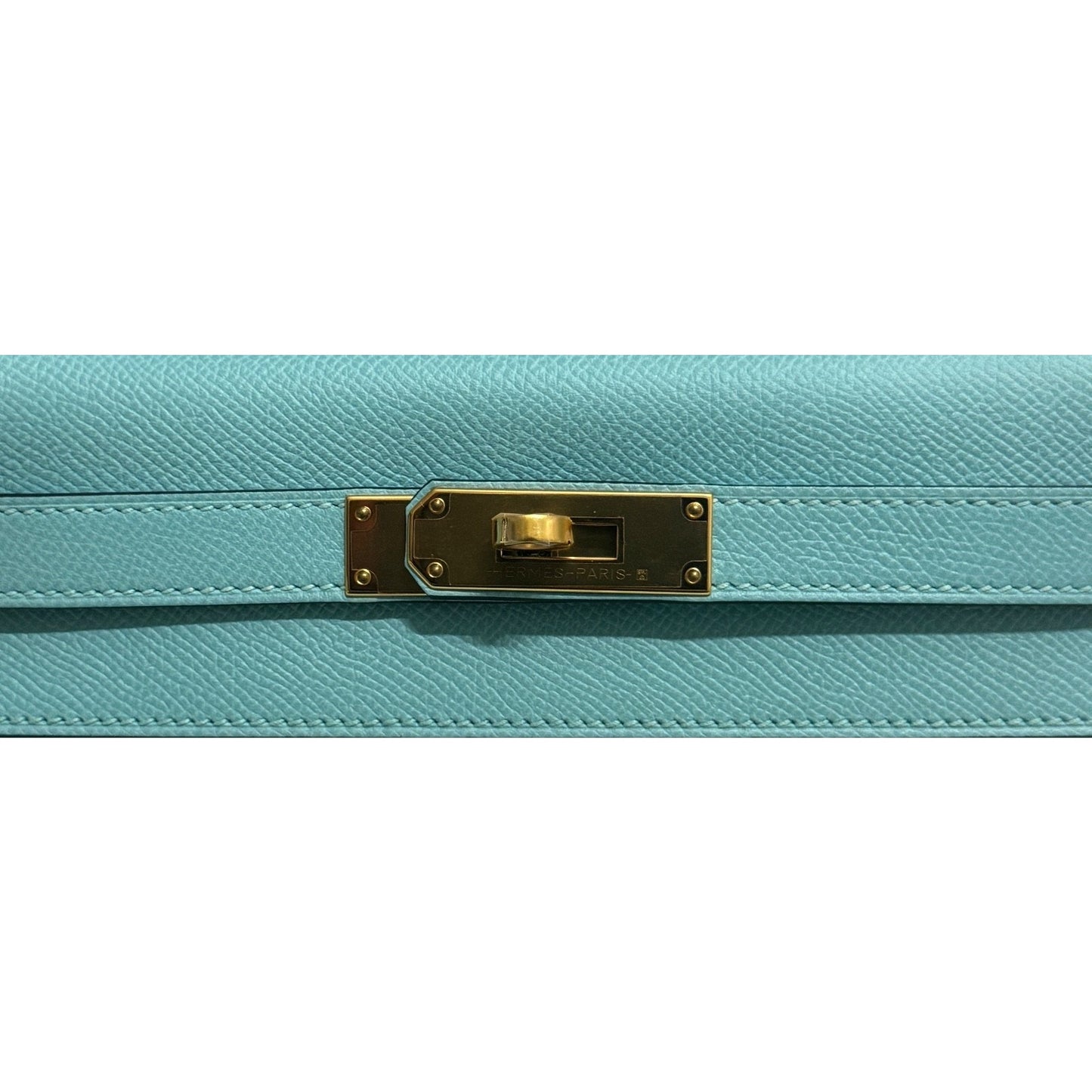 Hermes Kelly 28 Sellier Blue Atoll Epsom Leather Gold Hardware