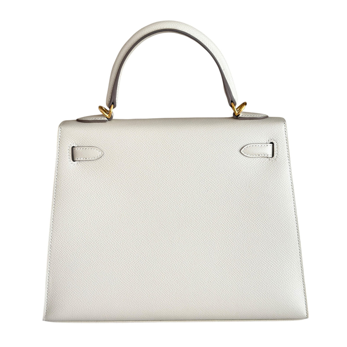 Hermes Kelly 25 Sellier Craie White Epsom Leather Gold Hardware