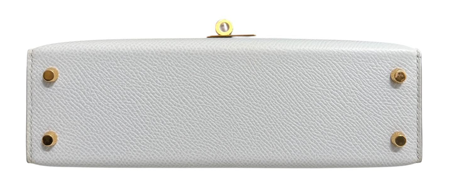 Hermes Mini Kelly Tri Color Gris Patine Mauve Pale and Vert Moyen Epsom Gold Hardware