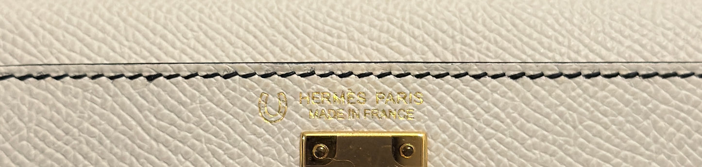 Hermes Mini Kelly Special Order Craie Black Epsom Leather Gold Hardware Rare