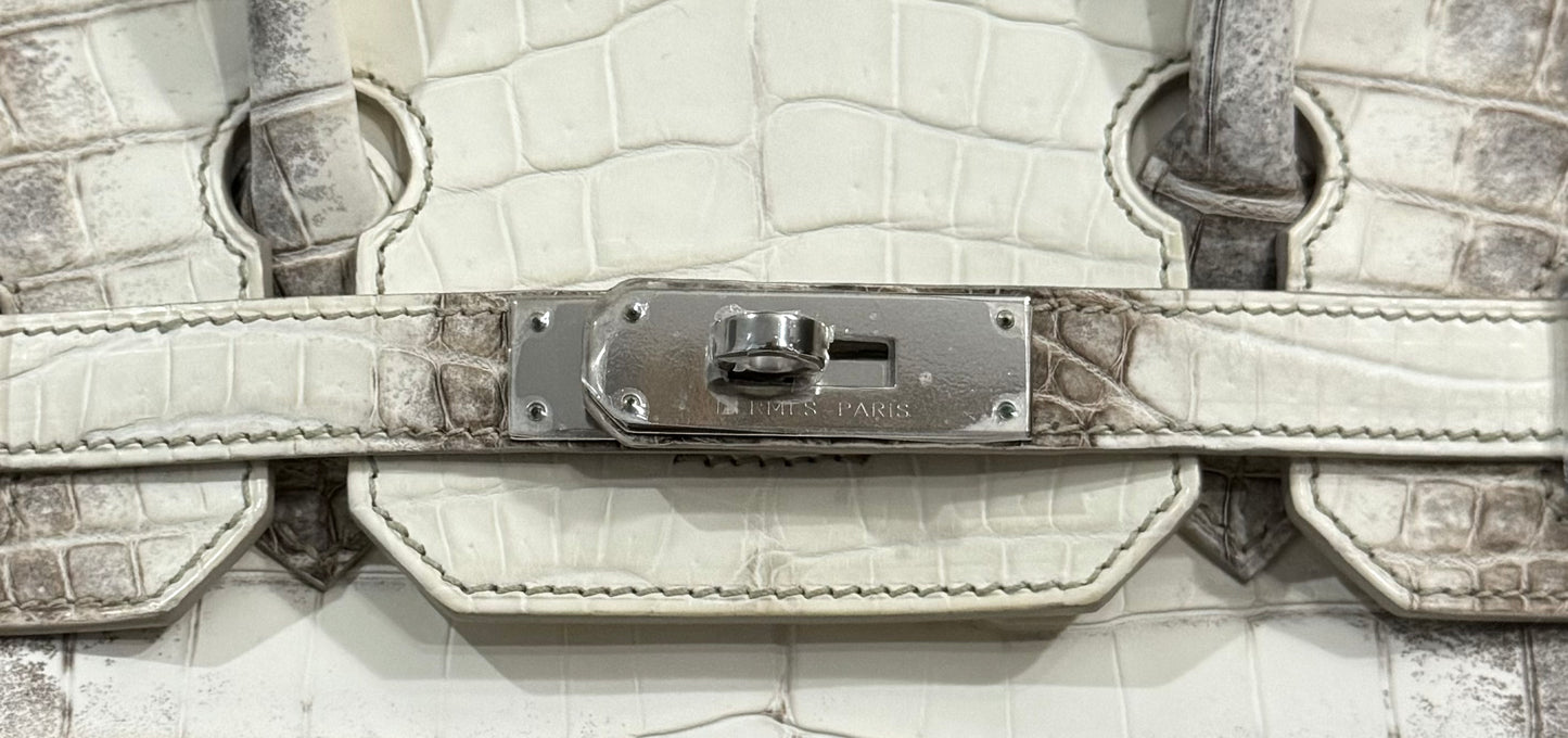 Hermes Birkin 30 Himalayan White Matte Crocodile Palladium Hardware