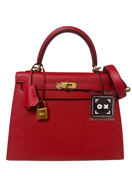 Hermes Kelly 25 Rouge CasaQue gold hardware
