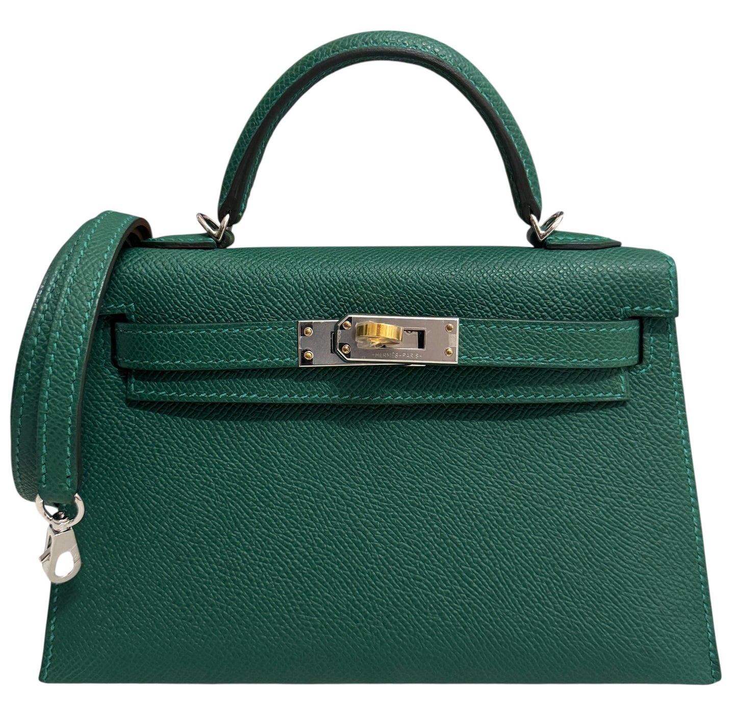 Hermes Mini Kelly Vert Vertigo Epsom Electrum Hardware