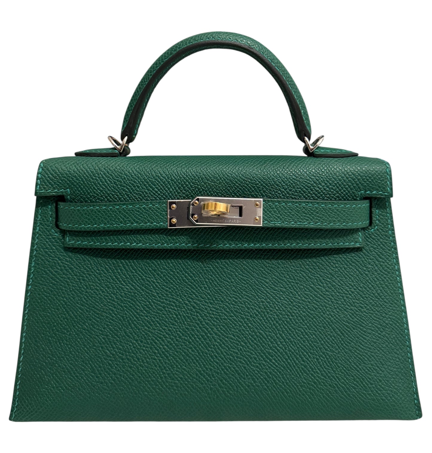 Hermes Mini Kelly Vert Vertigo Epsom Electrum Hardware