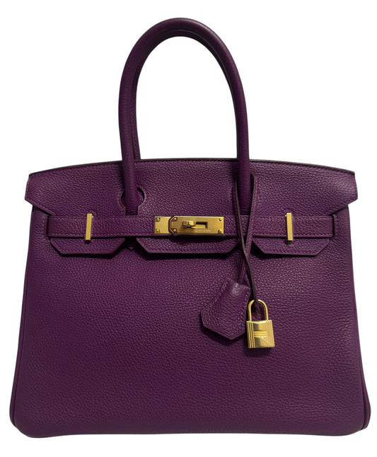 Hermes Birkin 30 Anemone Purple Togo Leather Gold Hardware