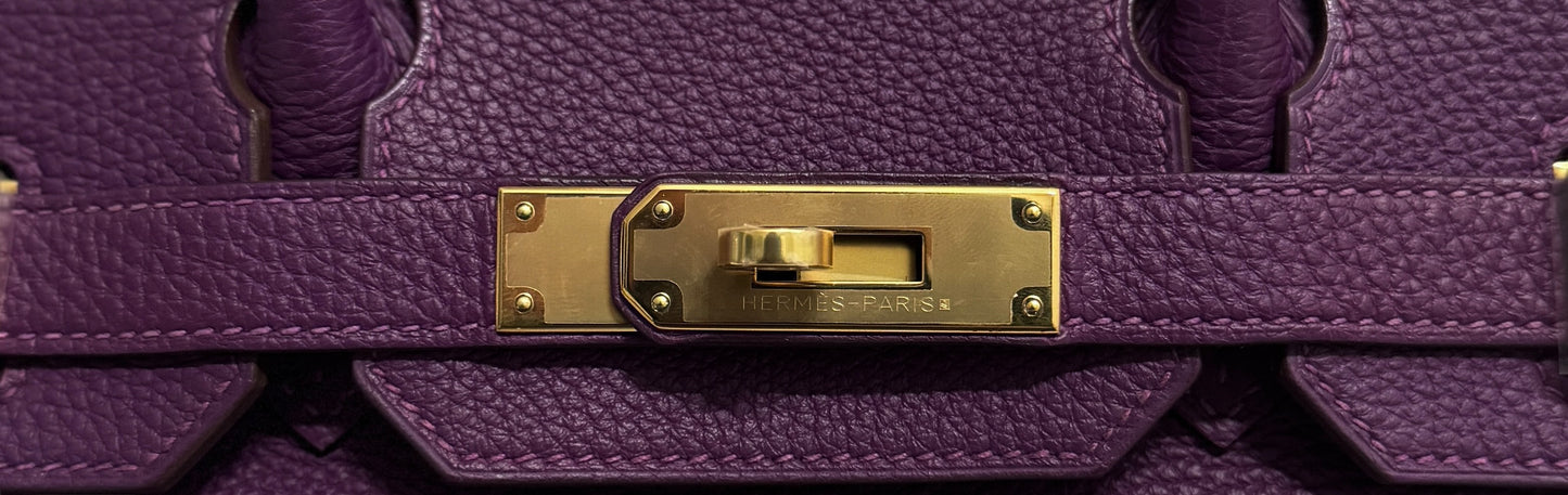 Hermes Birkin 30 Anemone Purple Togo Leather Gold Hardware