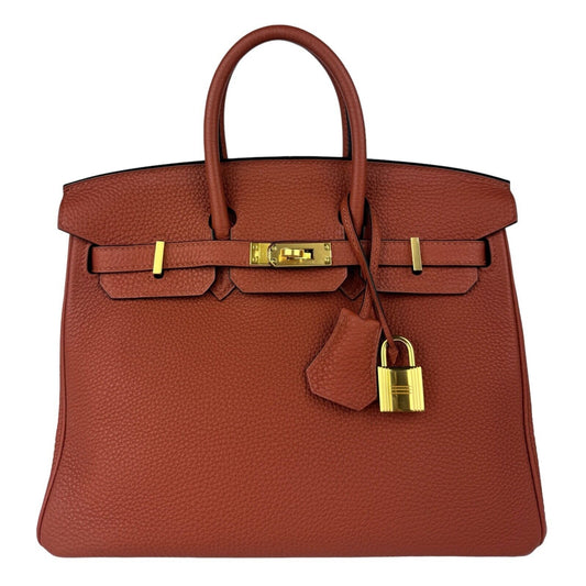 Hermes Birkin 25 Cuivre Burnt OrangeTogo Leather Handbag Bag Gold Hardware