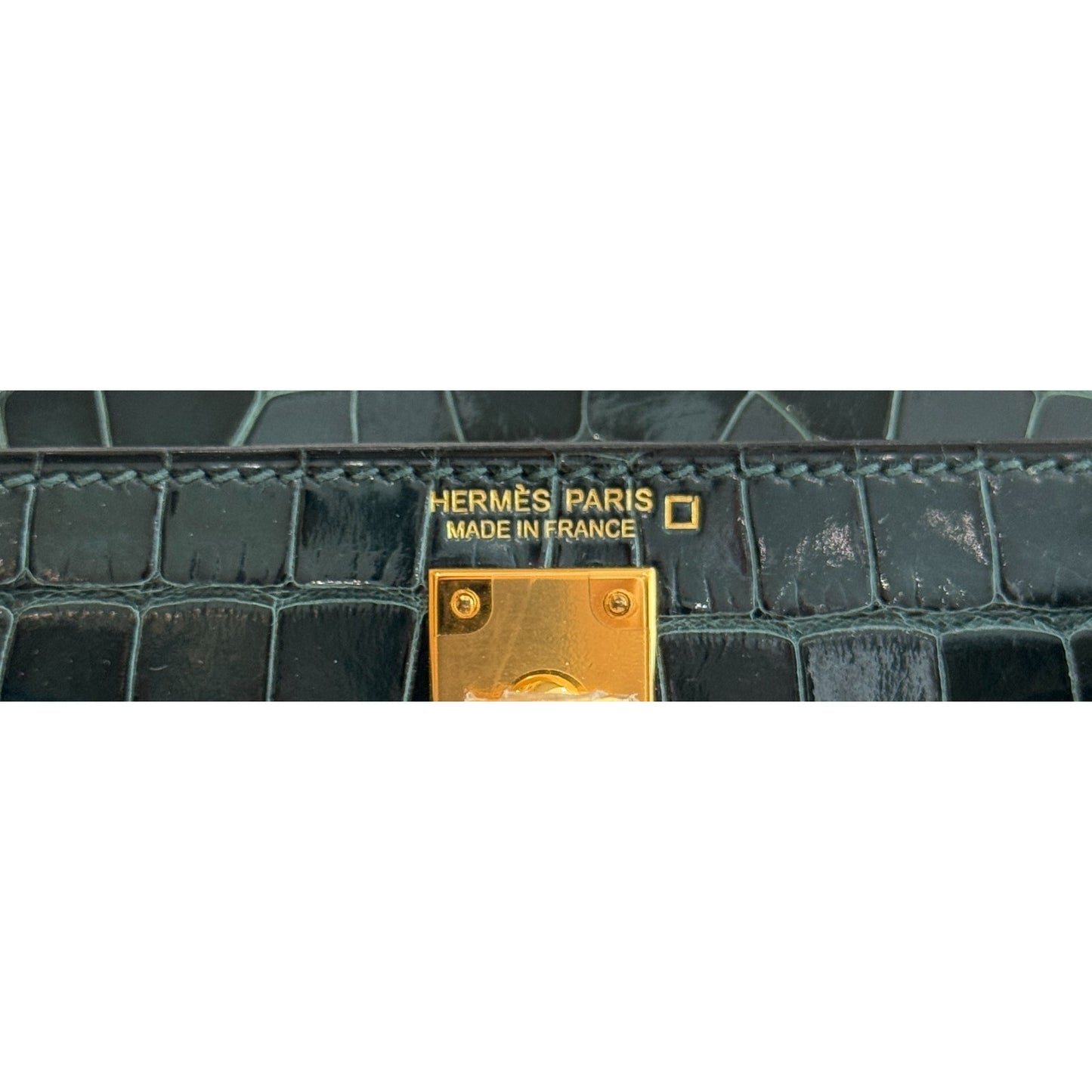 Hermes Kelly Mini 20 Shinny Alligator Leather Vert Cypress Green Gold Hardware