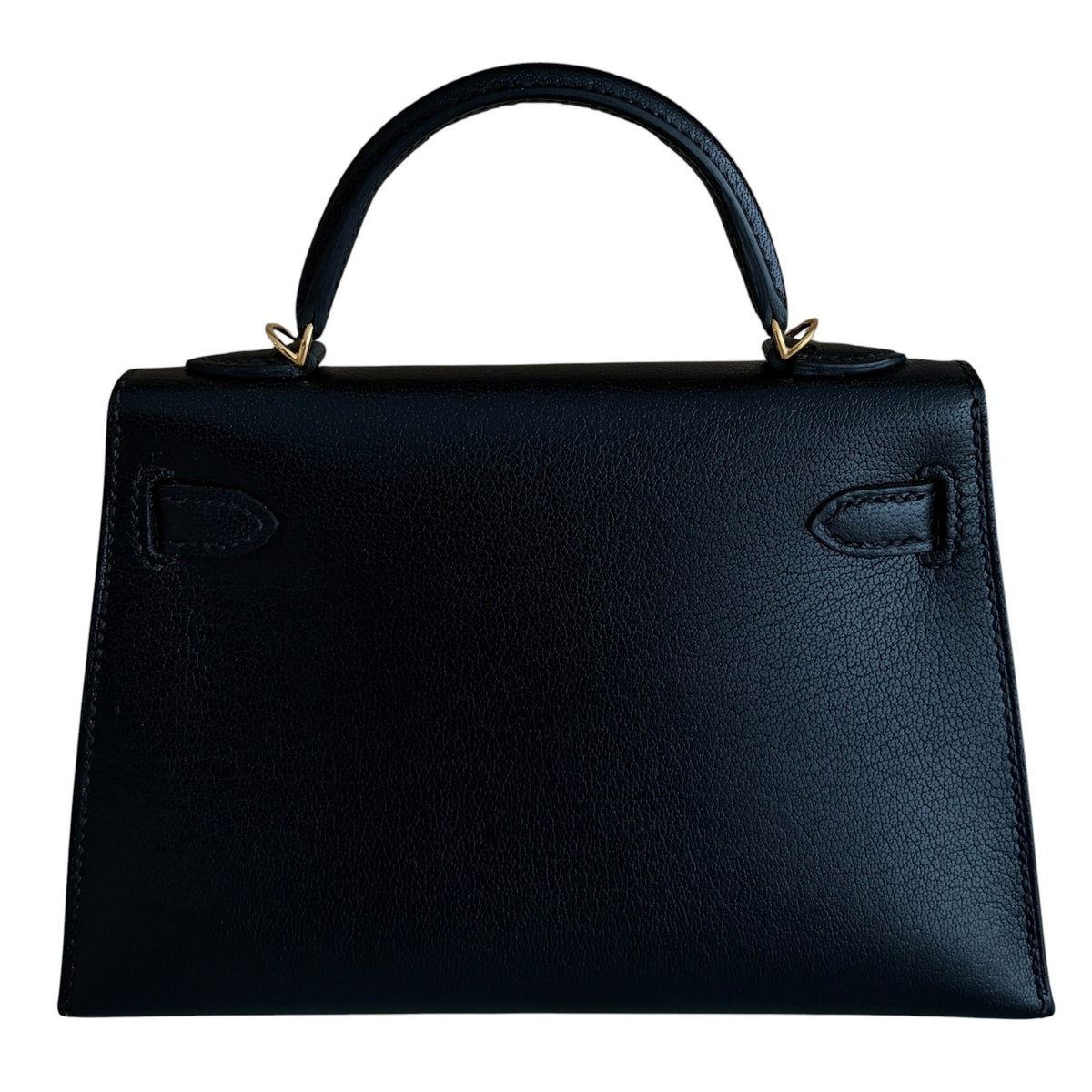 Hermes Kelly Mini 20 Black Noir Chevre Coromandel Leather Gold Hardware