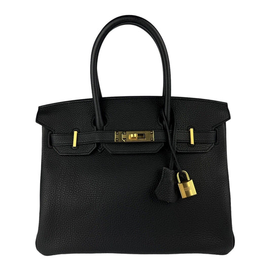Hermes Birkin 30 Black Noir Togo Leather Gold Hardware Handbag