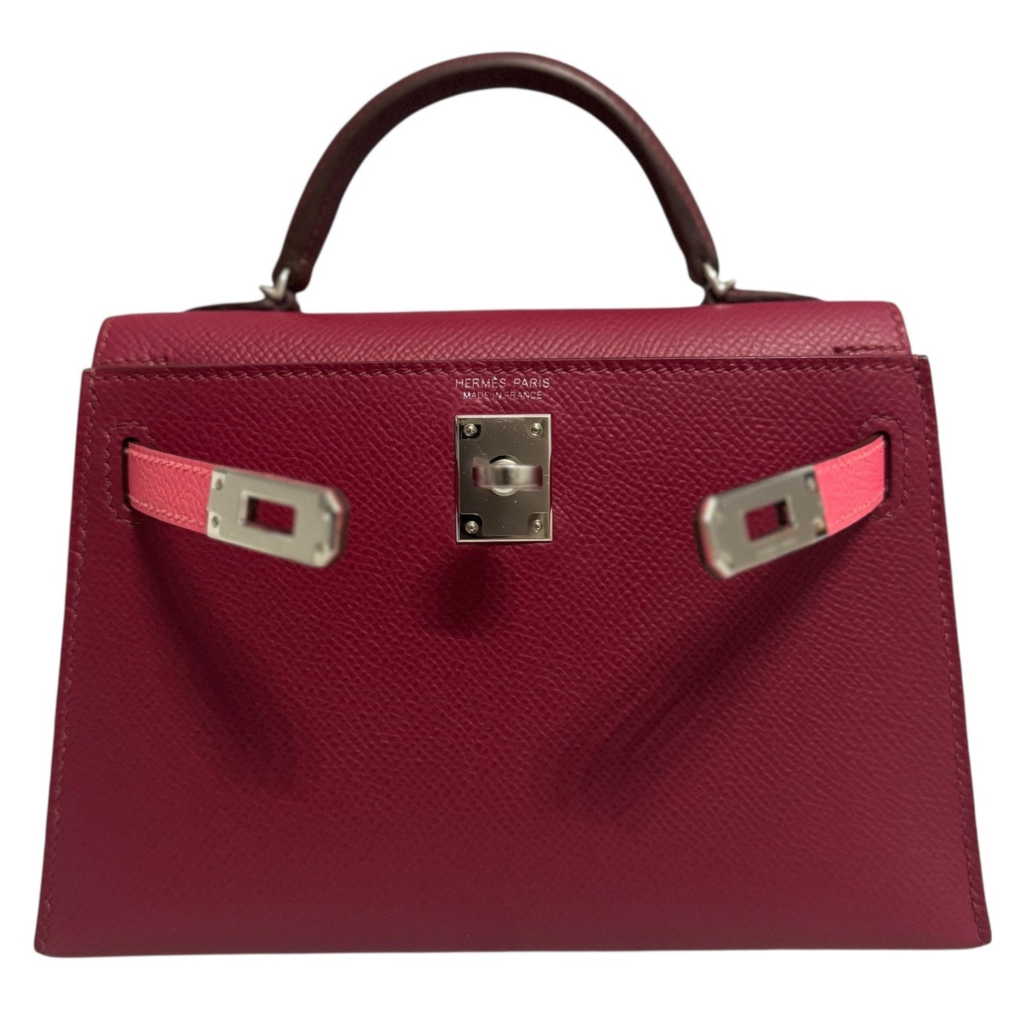 Hermes Kelly Mini 20 Tri Color Rubis Rose Azalee Rouge H Red Epsom Palladium Hwr