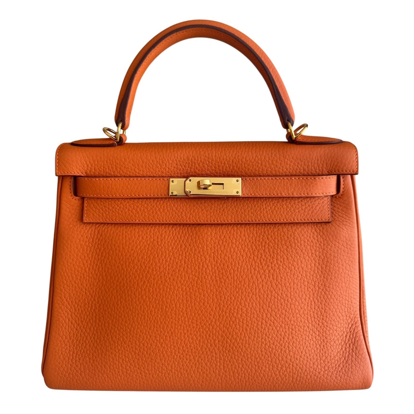 Hermes Kelly 28 Retourne Orange Togo Leather Gold Hardware