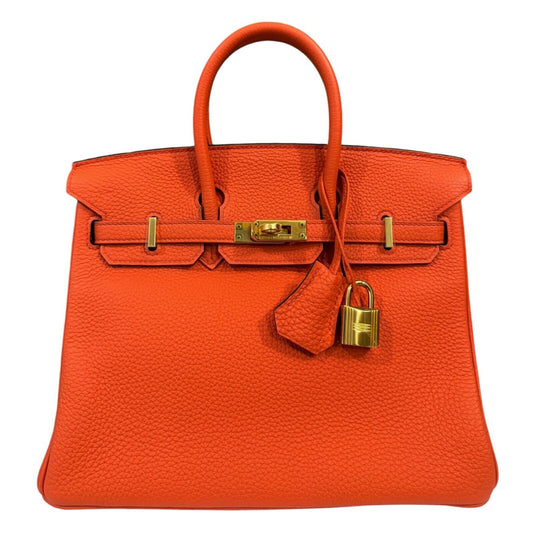 Hermes Birkin 25 Poppy Orange Togo Handbag Bag Gold Hardware