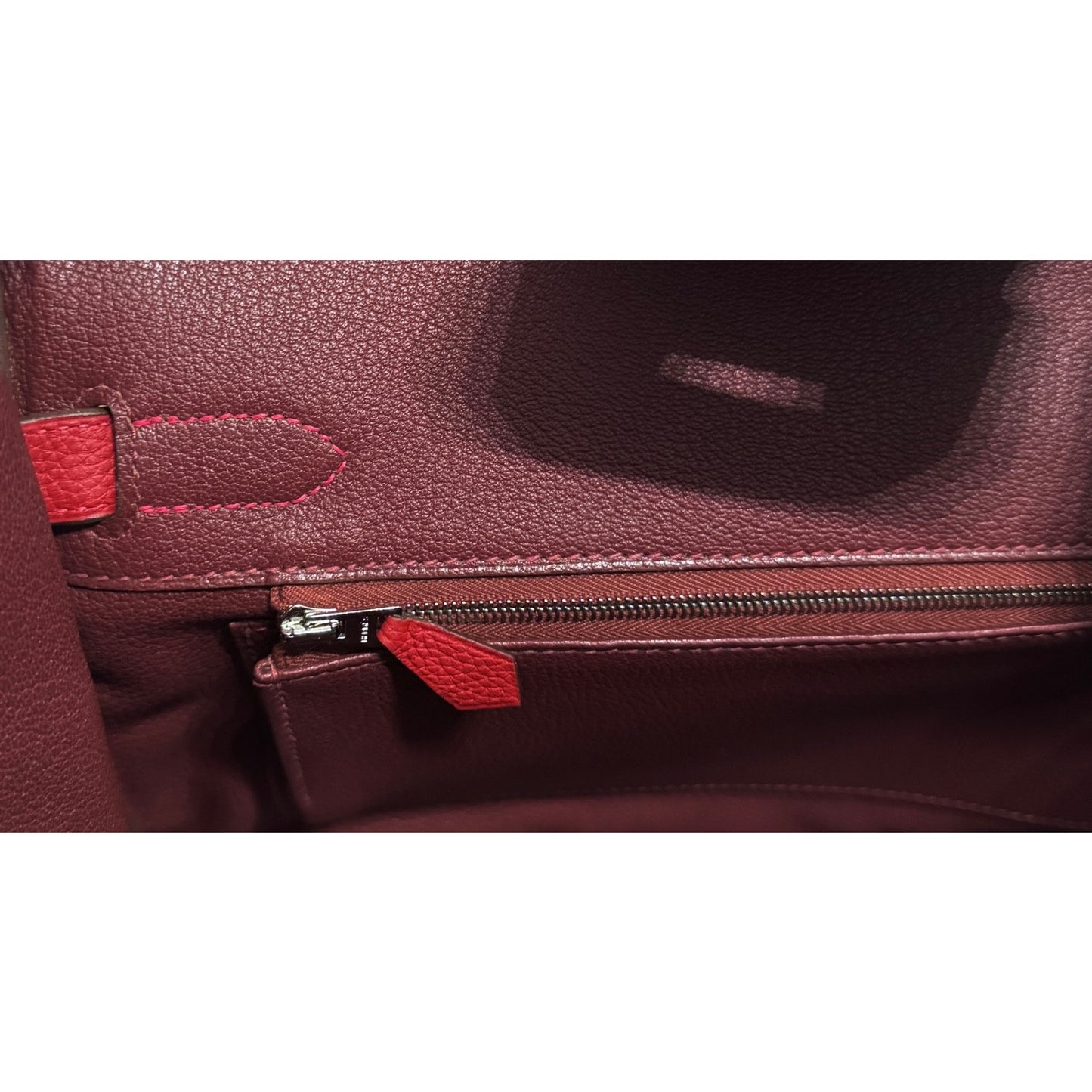Hermes Birkin 30 Verso Rouge Casaque & Rouge H Togo Leather Palladium Hardware