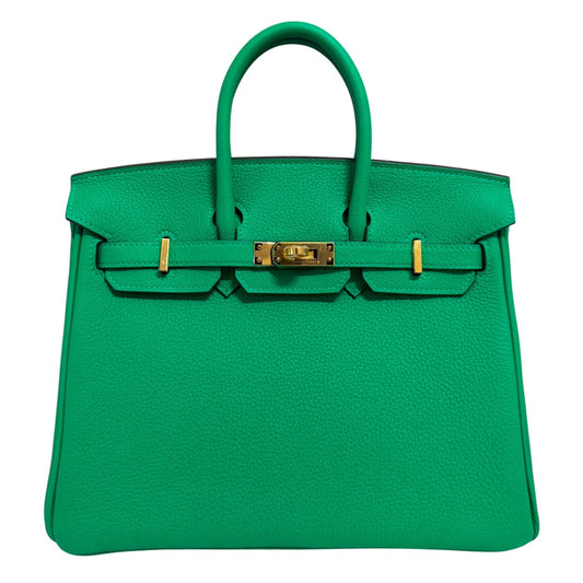 Hermes Birkin 25 Menthe Mint Green Togo Leather Gold Hardware Handbag