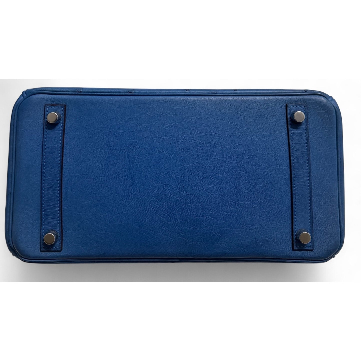 Hermes Birkin 30 Ostrich Blue Mykonos Leather Palladium Hardware RARE