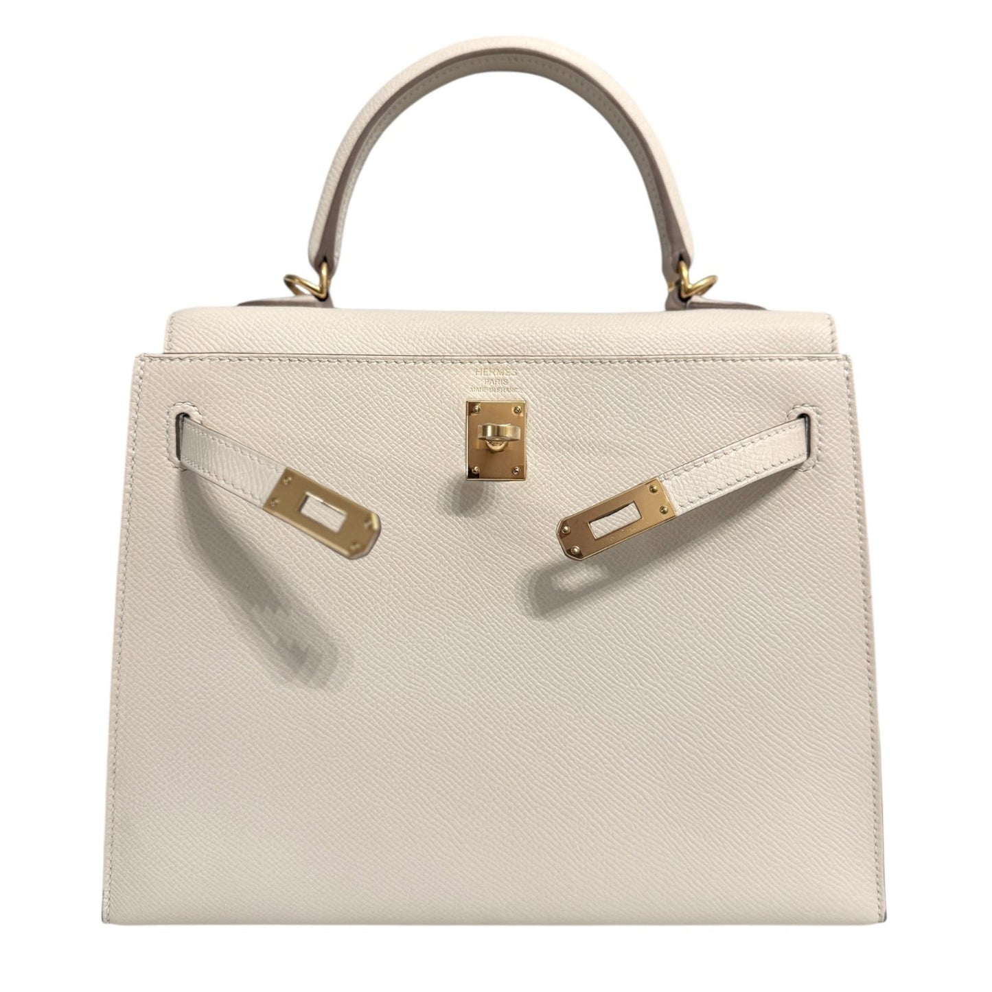 Hermes Kelly 25 Sellier Craie Cream Epsom Leather Gold Hardware