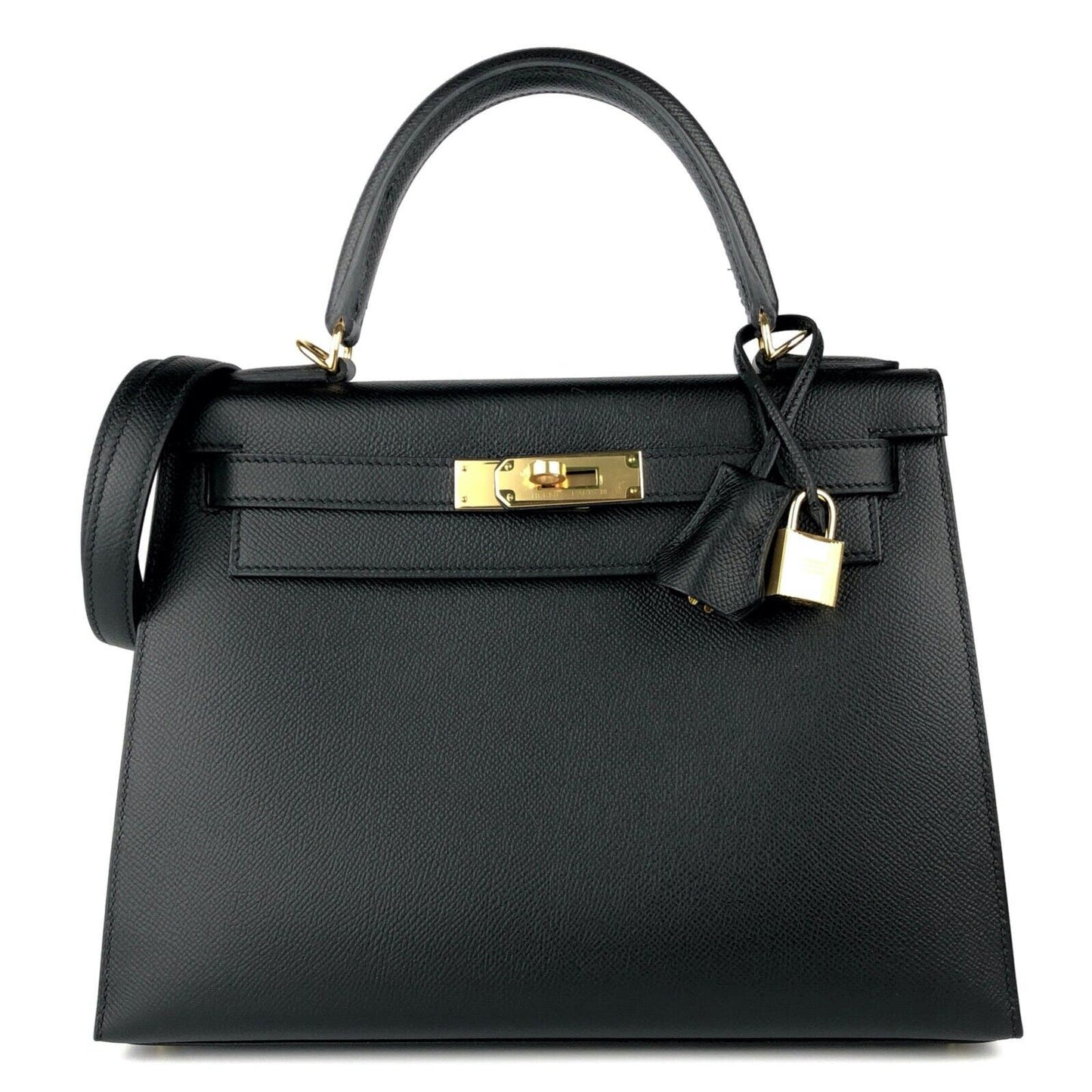 Hermes Kelly 28 Sellier Black Noir Epsom Leather Gold Hardware Bag Handbag