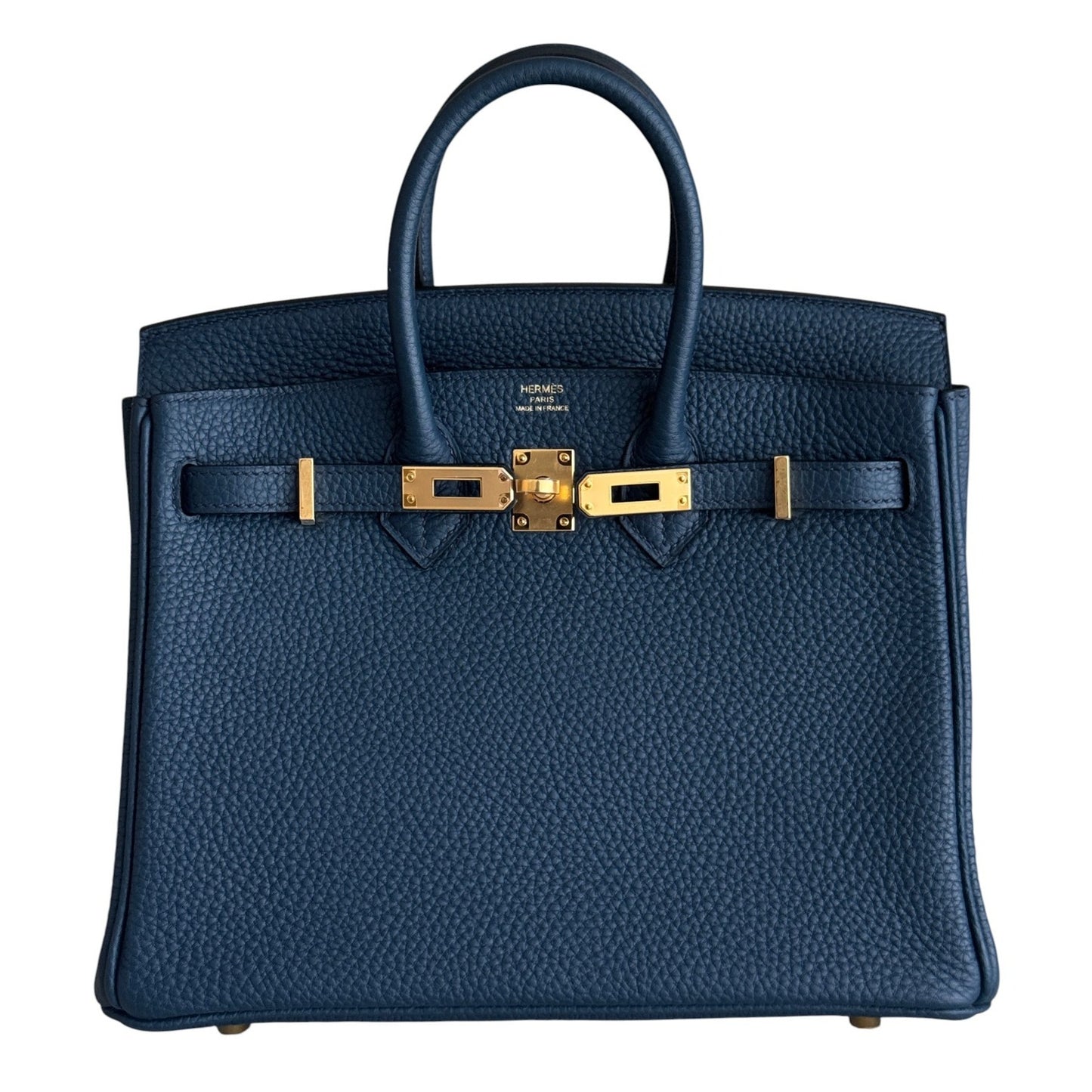 Hermes Birkin 25 Bleu Prusse Blue Togo Leather Gold Hardware