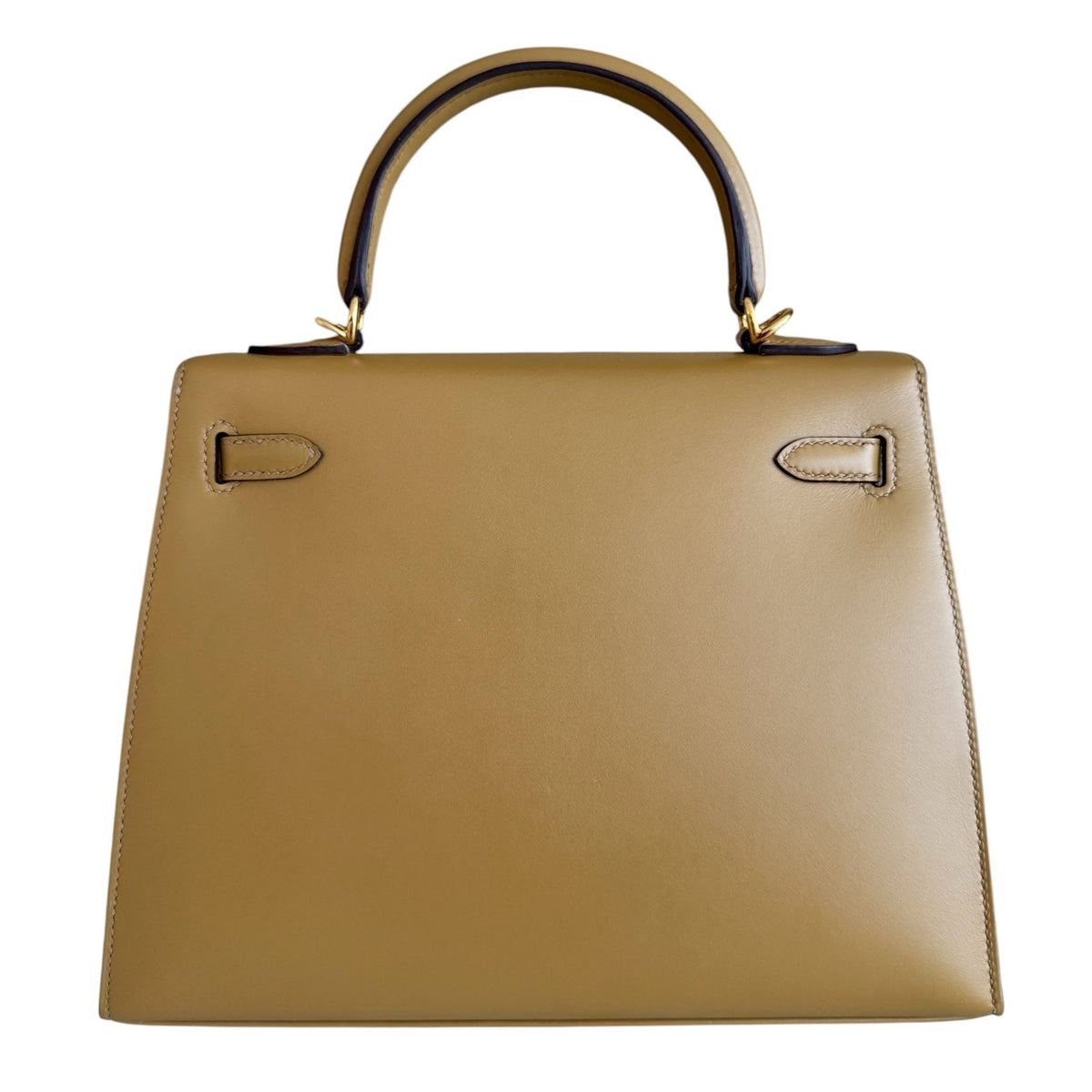 Hermes Kelly 25 Sellier Poussiere Tan Tadelakt Leather Gold Hardware RARE