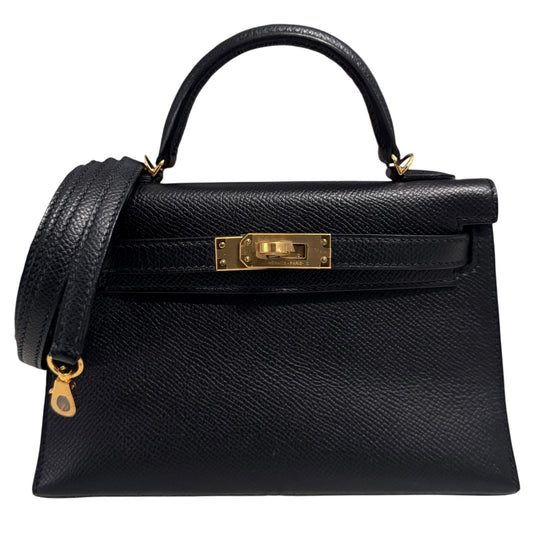 Hermes Kelly Mini 20 Black Noir Epsom Leather Gold Hardware