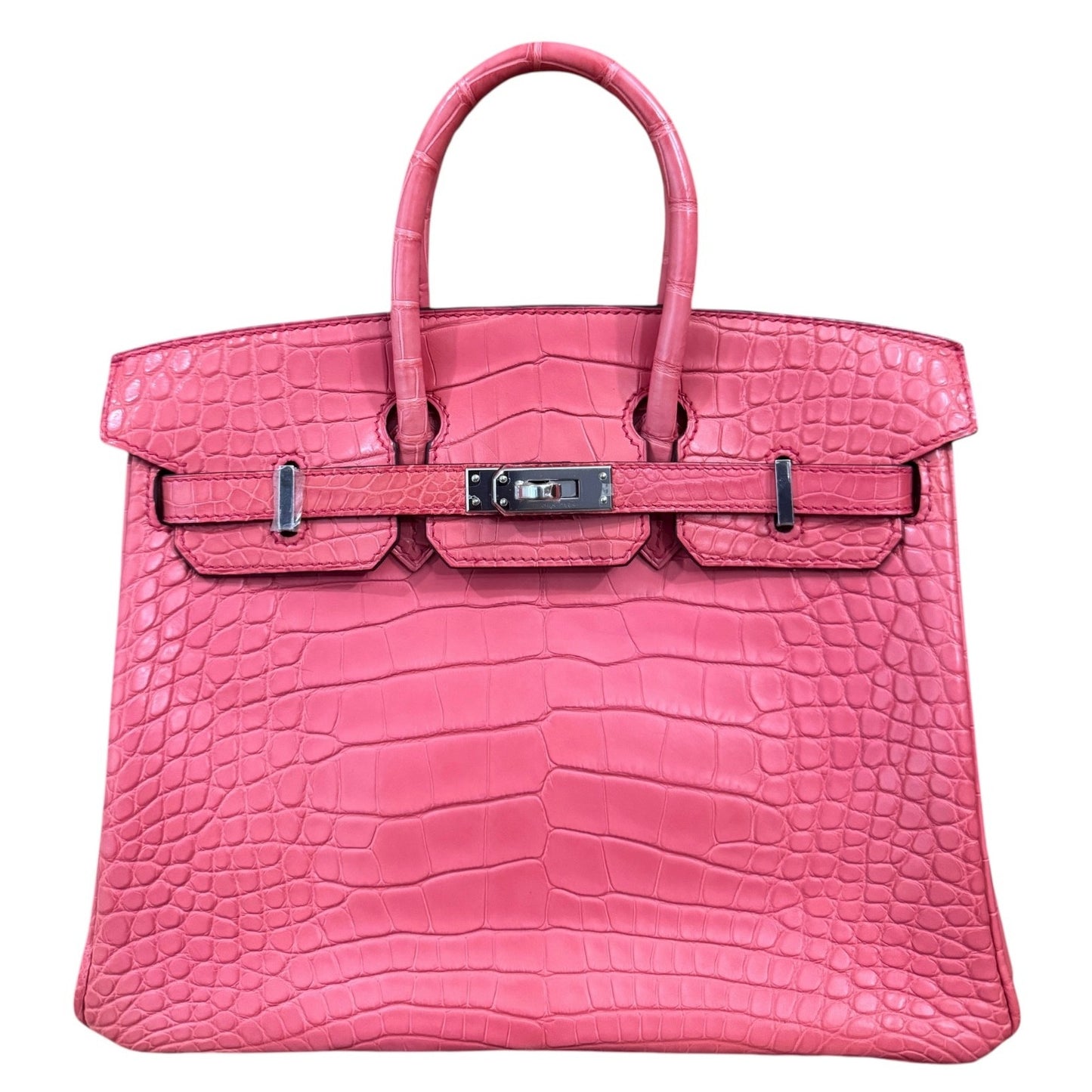Hermes Birkin 25 Matte Alligator Bougainvillea Pink Palladium Hardware Rare