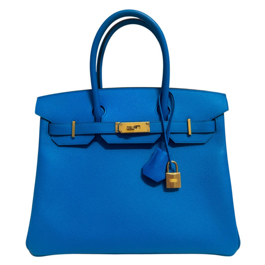 Hermes Birkin 30 Blue Frida Bleu Epsom Leather Gold Hardware