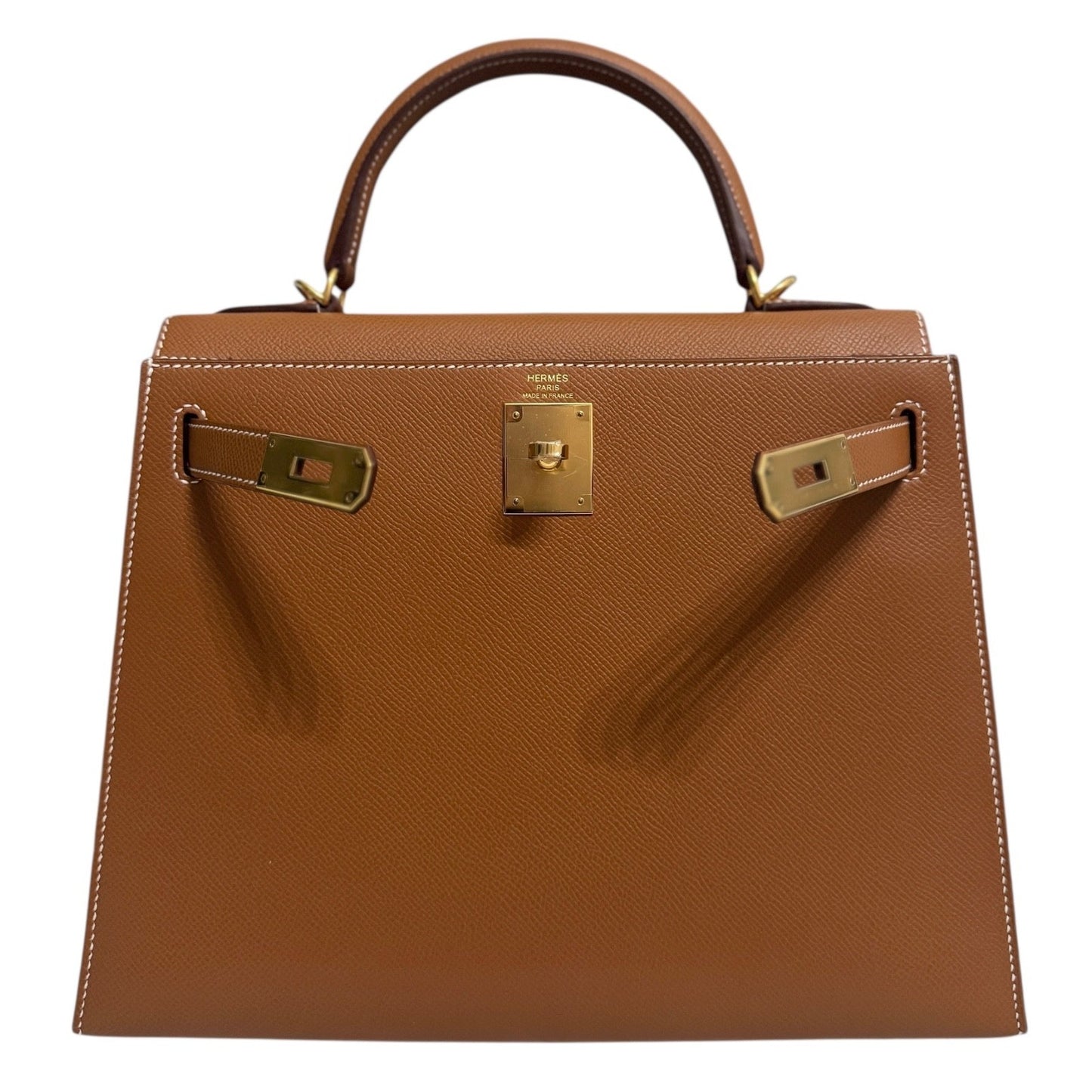 Hermes Kelly 28 Sellier Gold Tan Epsom Leather Gold Hardware RARE