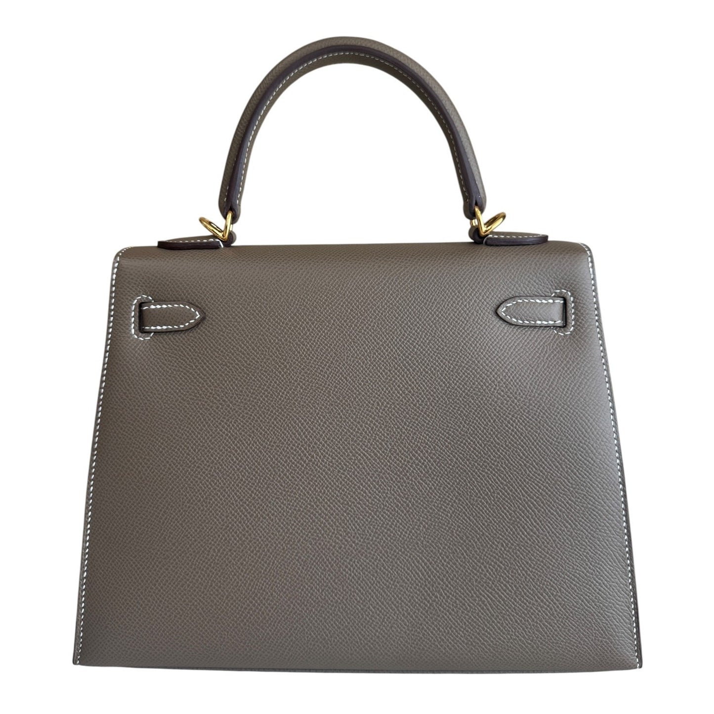 Hermes Kelly 25 Sellier Etoupe Gray Epsom Leather Gold Hardware