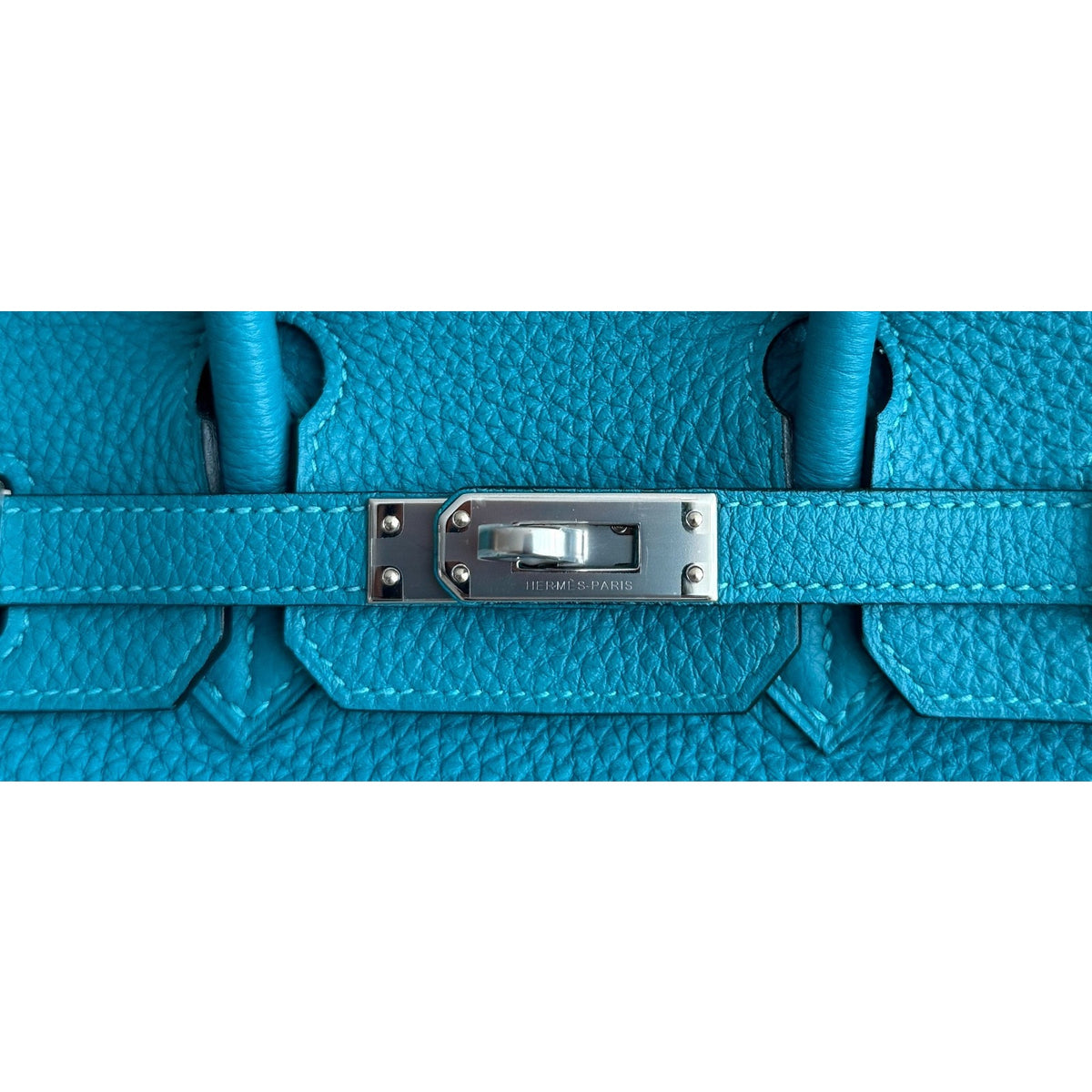 Hermes Birkin 25 Turquoise Blue Green Togo Leather Palladium Hardware RARE