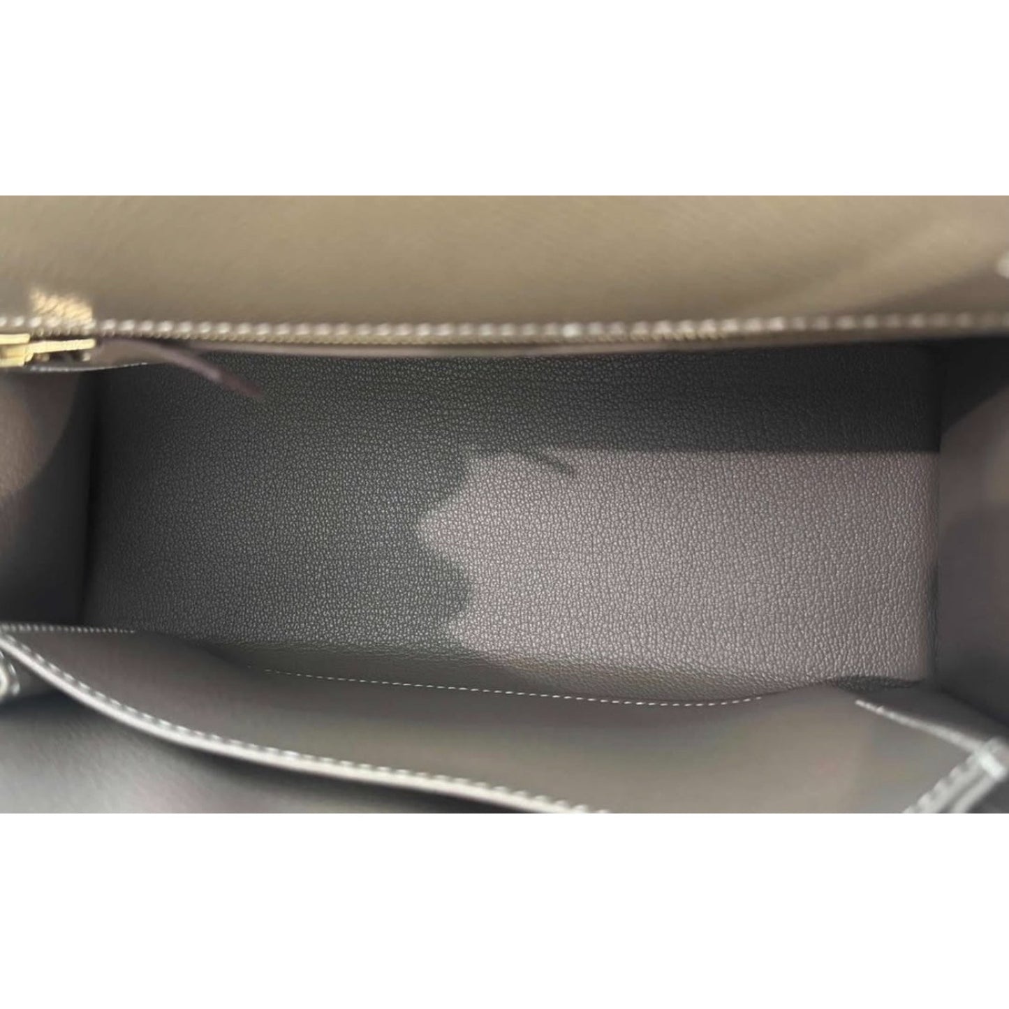 Hermes Kelly 25 Sellier Etoupe Gray Epsom Leather Gold Hardware