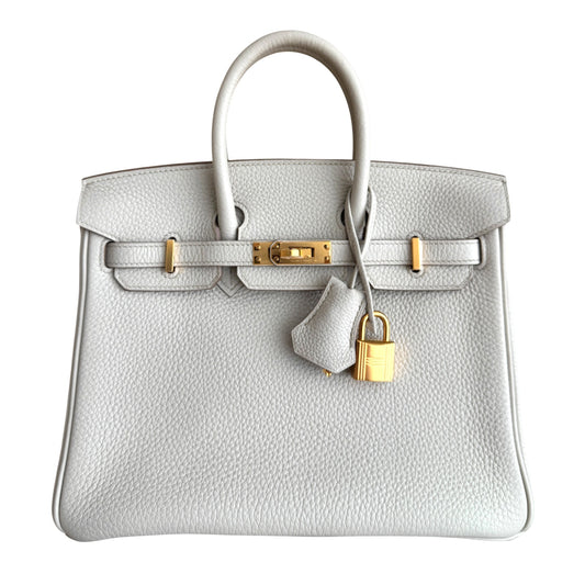Hermes Birkin 25 Beton Beige Cream Togo Leather Rose Gold Hardware