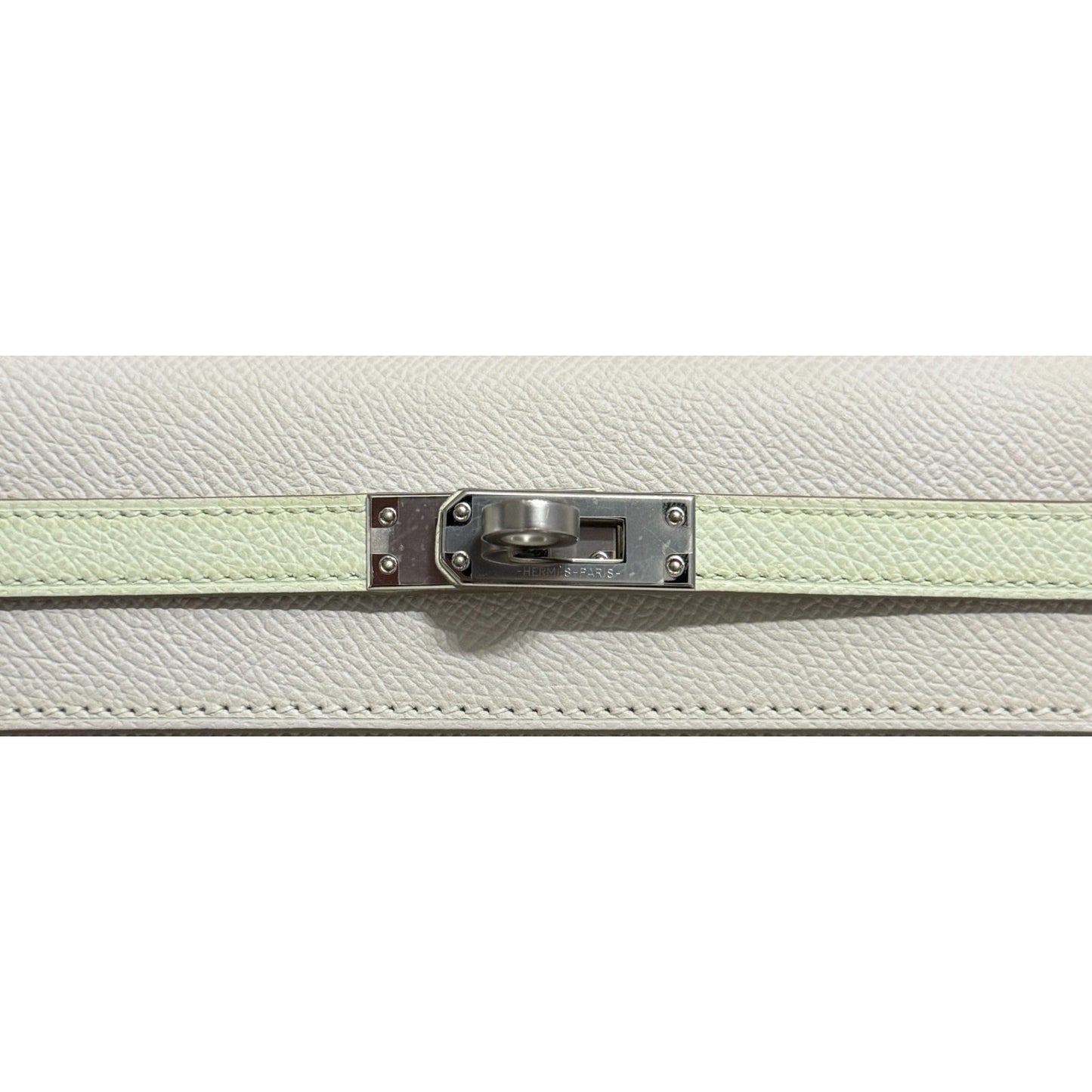 Hermes Kelly 25 Sellier Gris Pale Vert Fizz Graphite Epsom Palladium Hardware