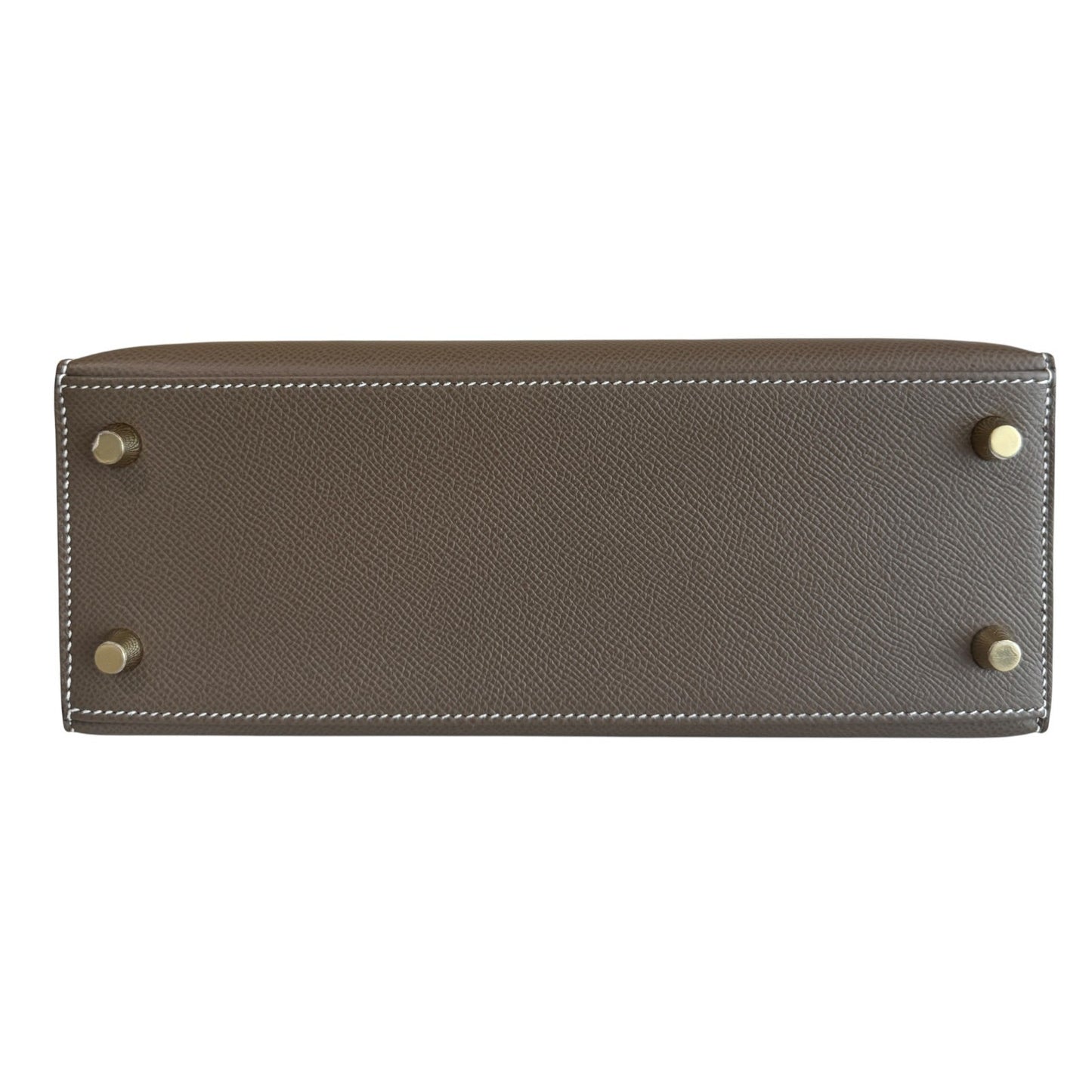 Hermes Kelly 25 Sellier Etoupe Gray Epsom Leather Gold Hardware